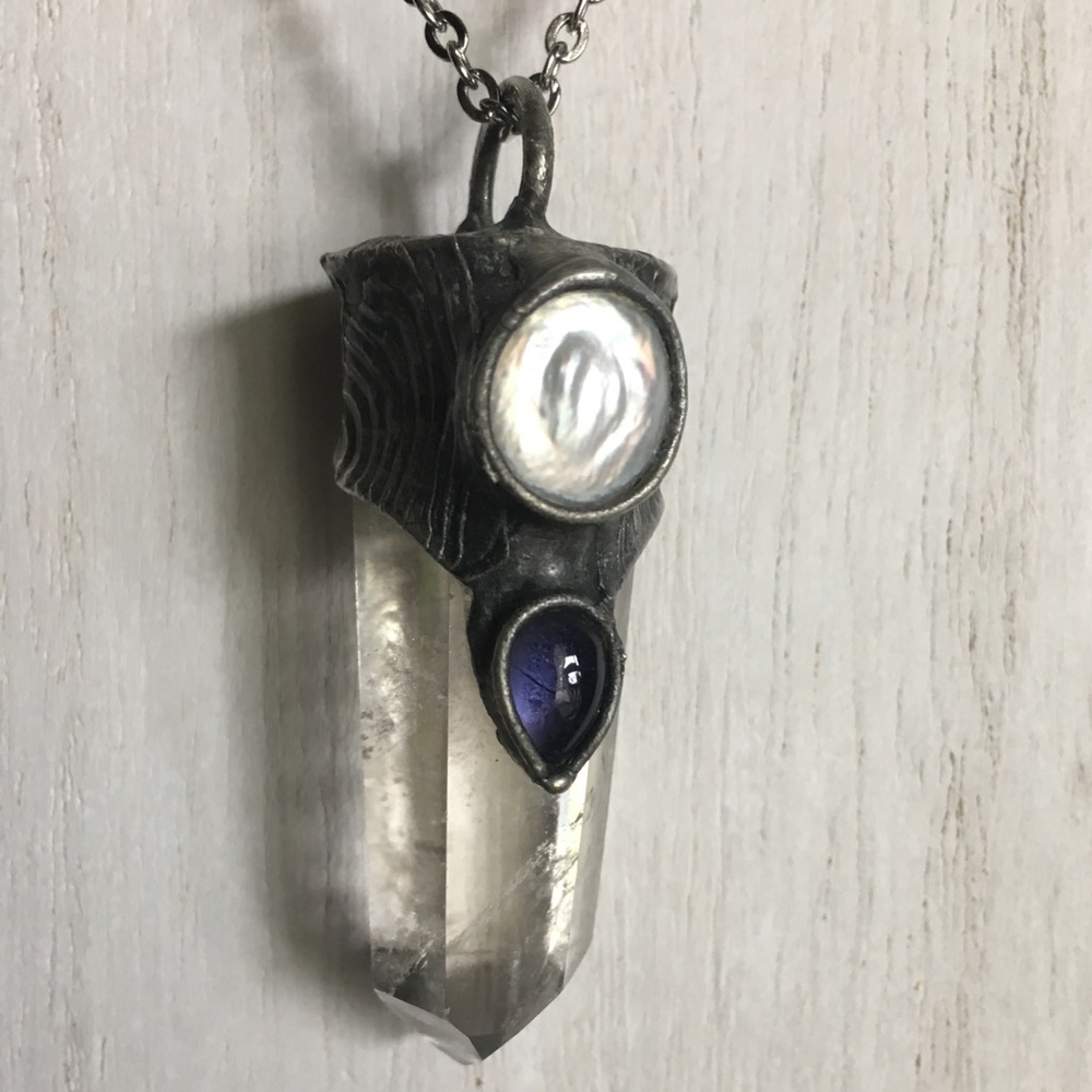 "Venus" Iolite & pearl necklace.